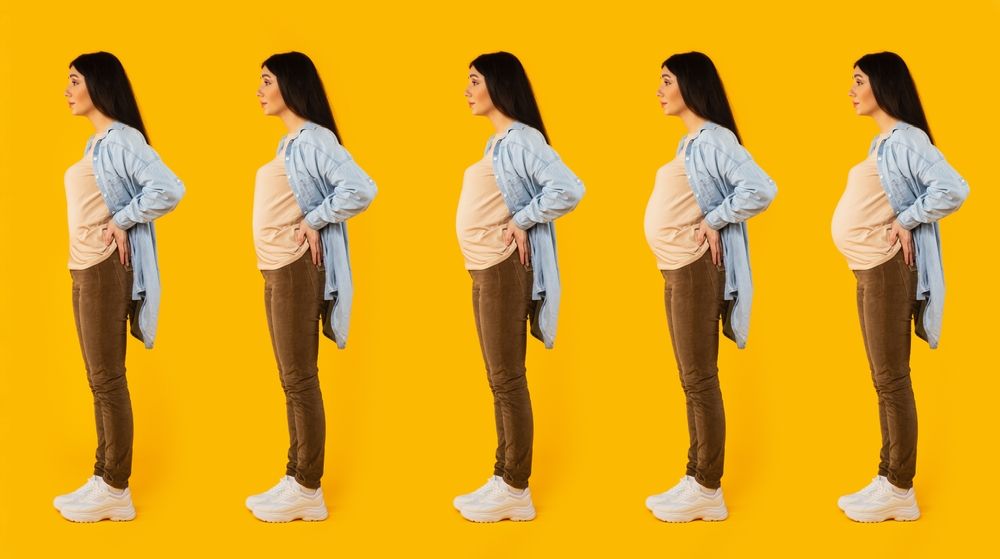 Schwangere Frau mit wachsendem Babybauch