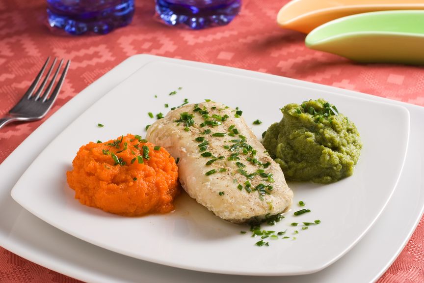 Gemüsebrei mit Fisch