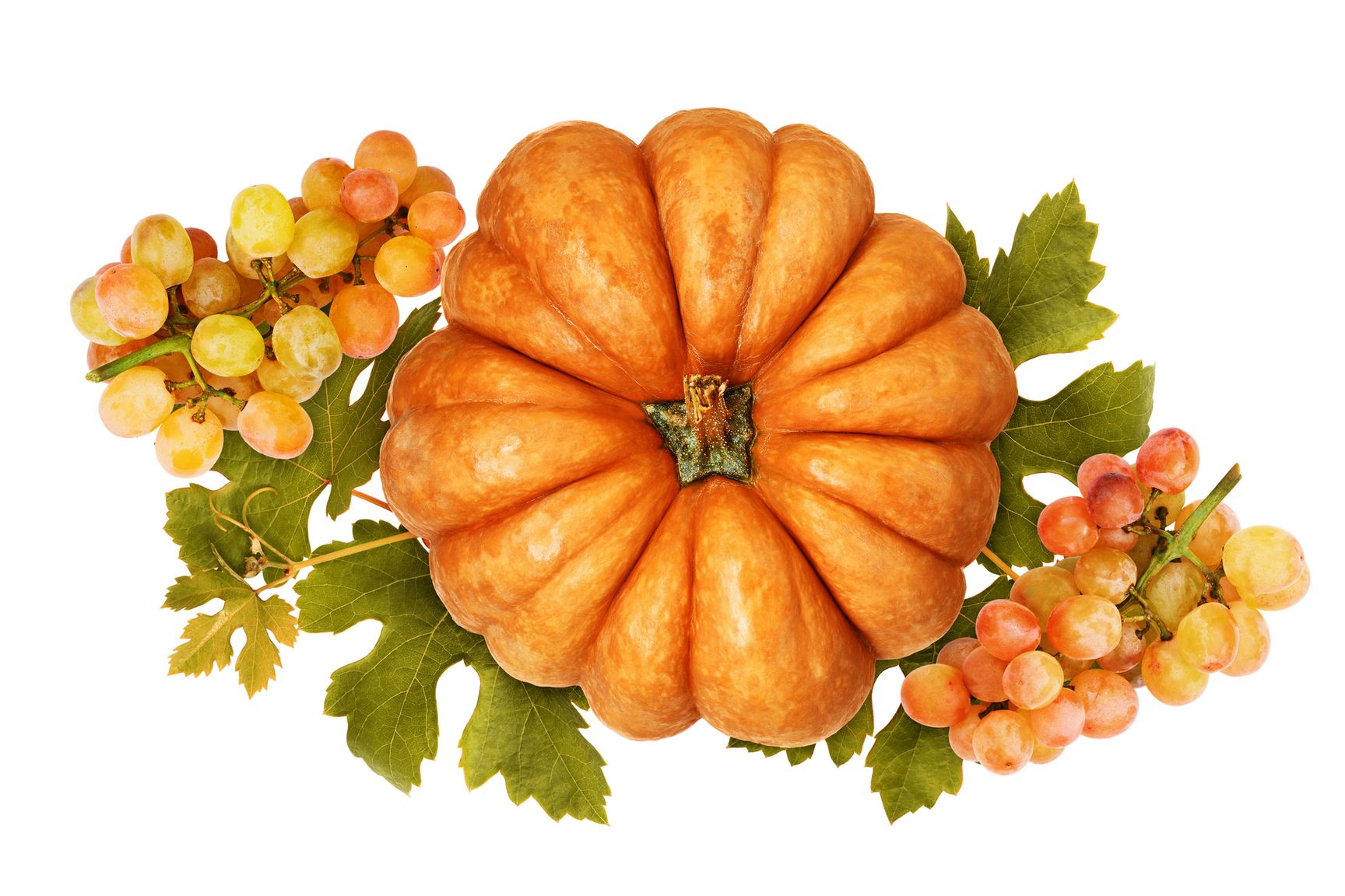 Griessbrei mit Kürbis und Trauben