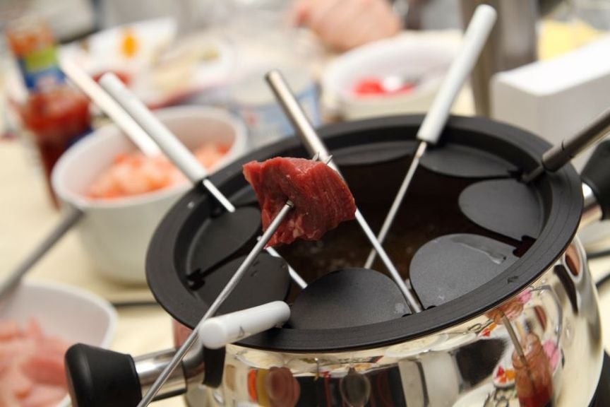 Fondue mit Fleisch