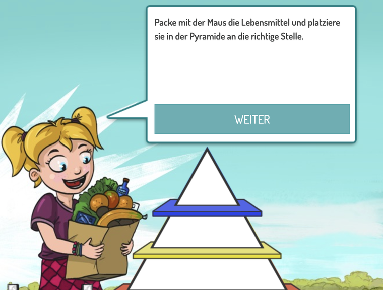 Screenshot Spiel zur Lebensmittelpyramide