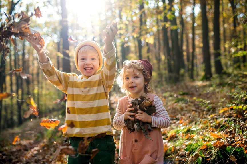 Geschwister im Herbstwald